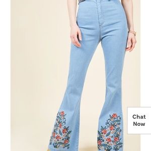 Collectif Embroidered Flare Jeans